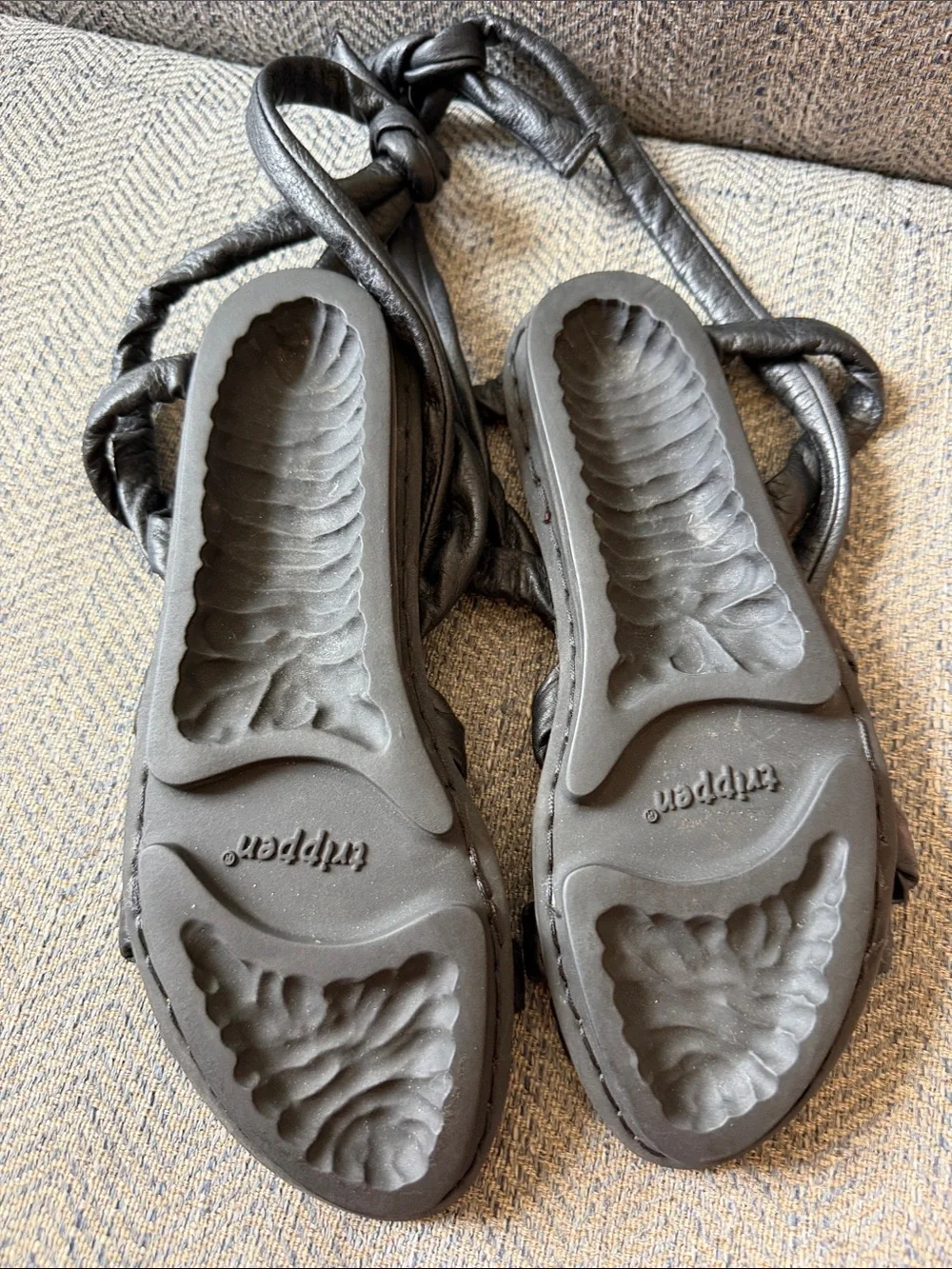 TRIPPEN | Gossamer Lust Black Leather Sandals Size: 40